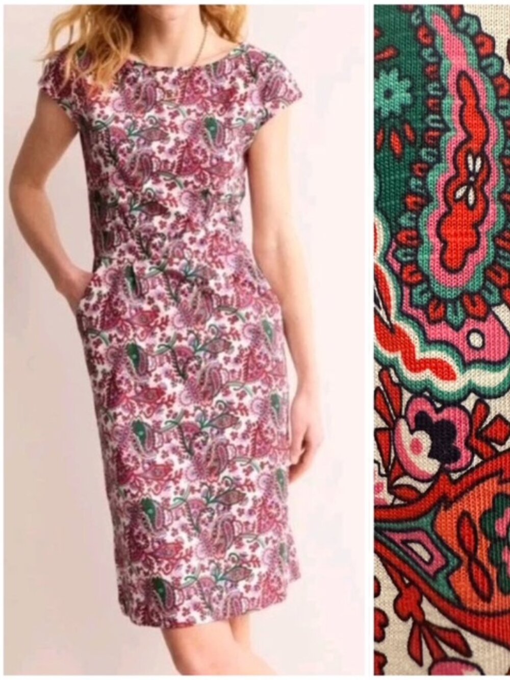 NWT Boden Florrie Dress | Paisley Floral Print, Cap Sleeves | Classic Versatile - Picture 1 of 6